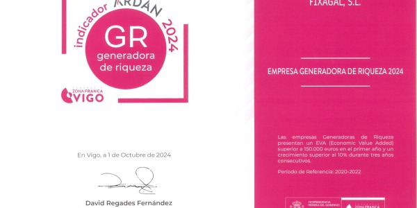 Fixagal consigue el indicador Ardán de Generadora de Riqueza en 2024